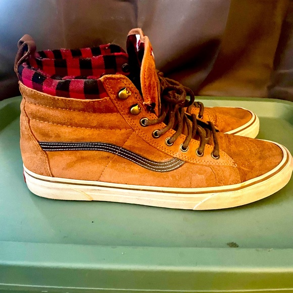Vans Men’s size 13 Brown Suade and Buffalo Plaid All Weather Sk8-Hi… Gently worn - Picture 3 of 3